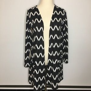 LULAROE Caroline Black White A-Line Cardigan Small